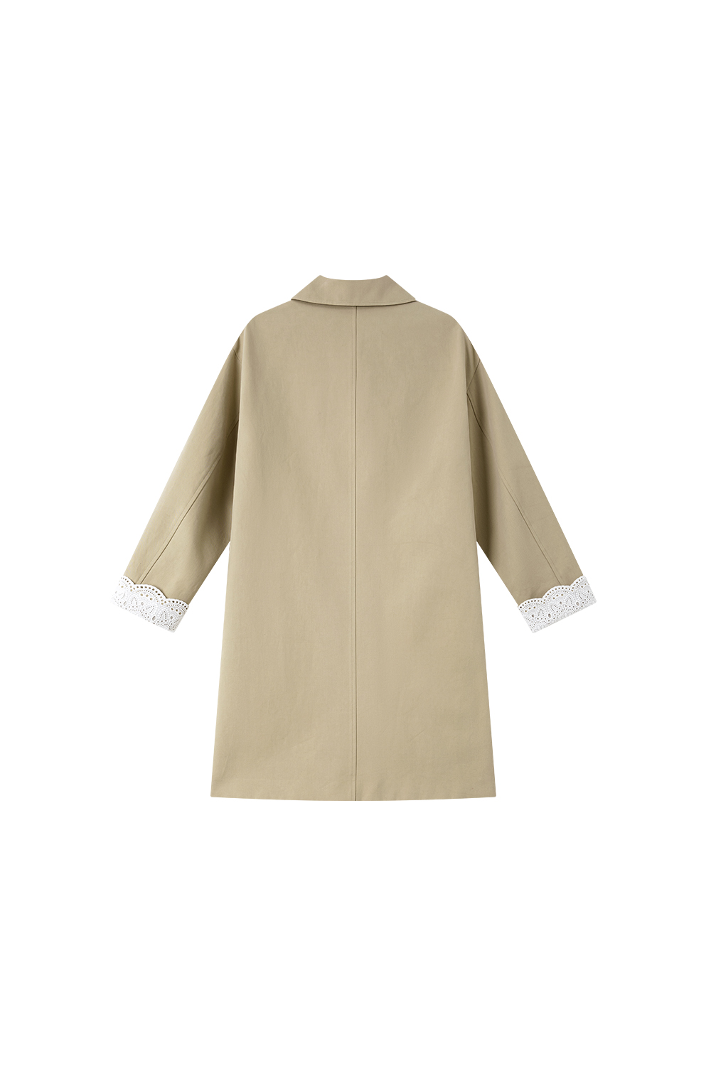 Lace-Cuff Trench Coat with Structured Silhouette