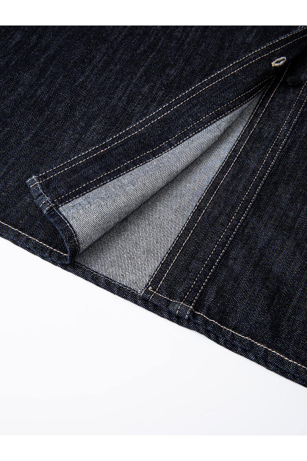 Denim Shirt Dress with Contrast Topstitching