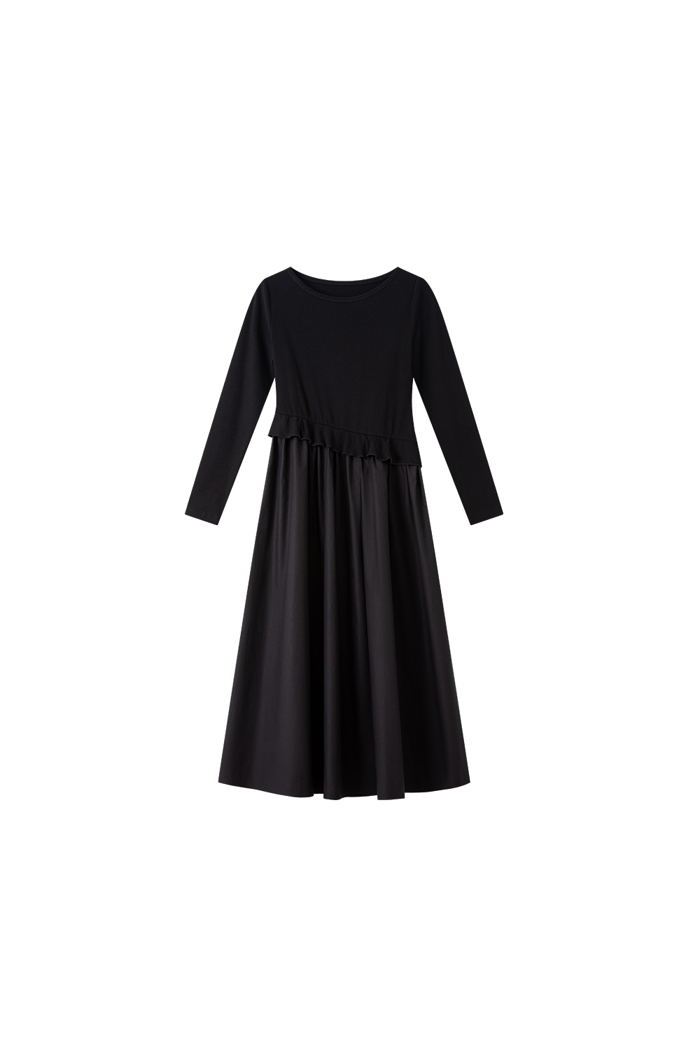 Asymmetric Hem Black Shift Dress
