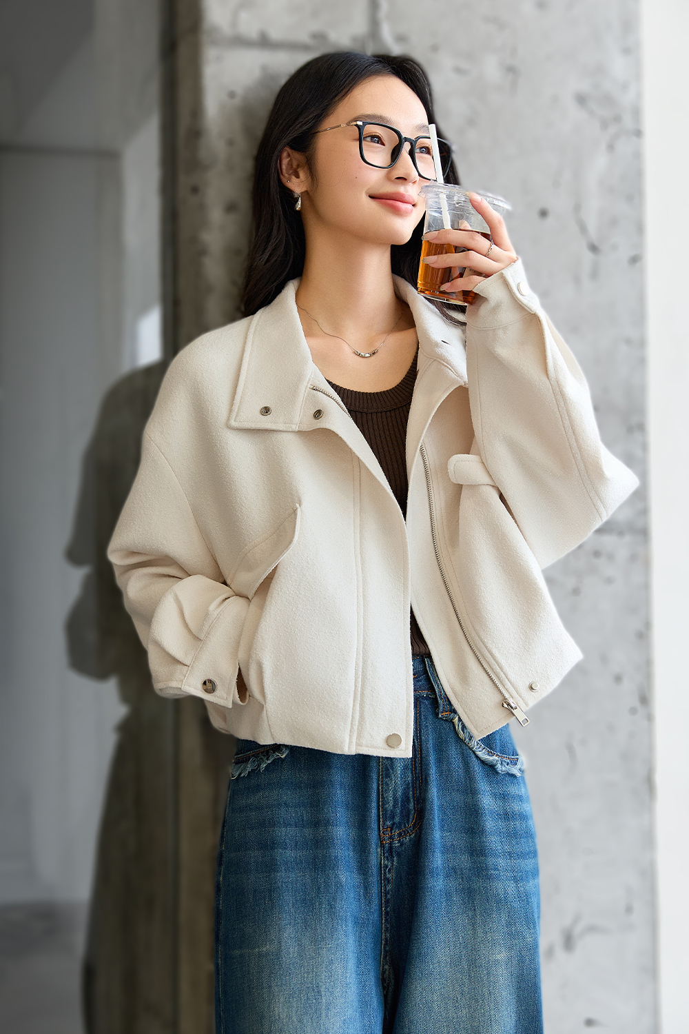 Workwear Style Short Lapel Jacket