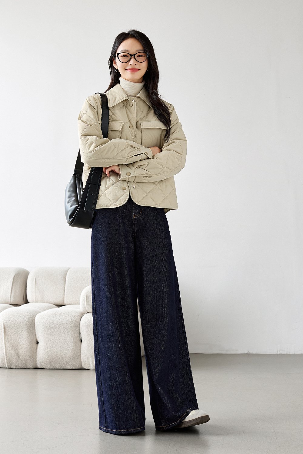 Lapel Diamond Short Cotton Coat