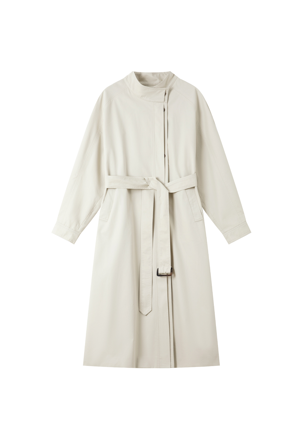 Stand-Up Collar Buttoned Trench Coat