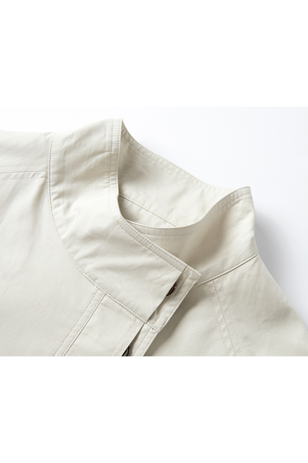 Stand-Up Collar Buttoned Trench Coat