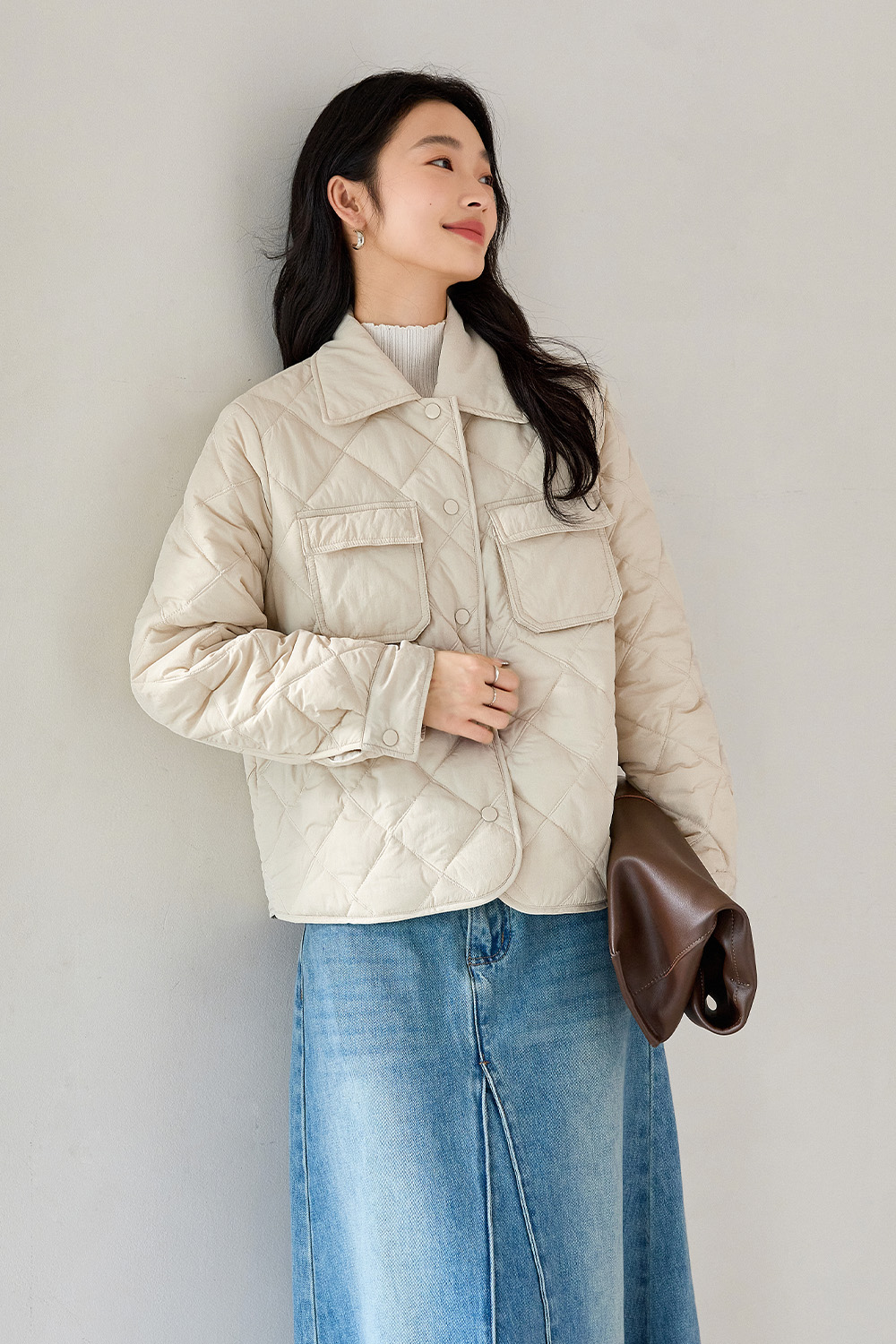 Lapel Diamond Short Cotton Coat