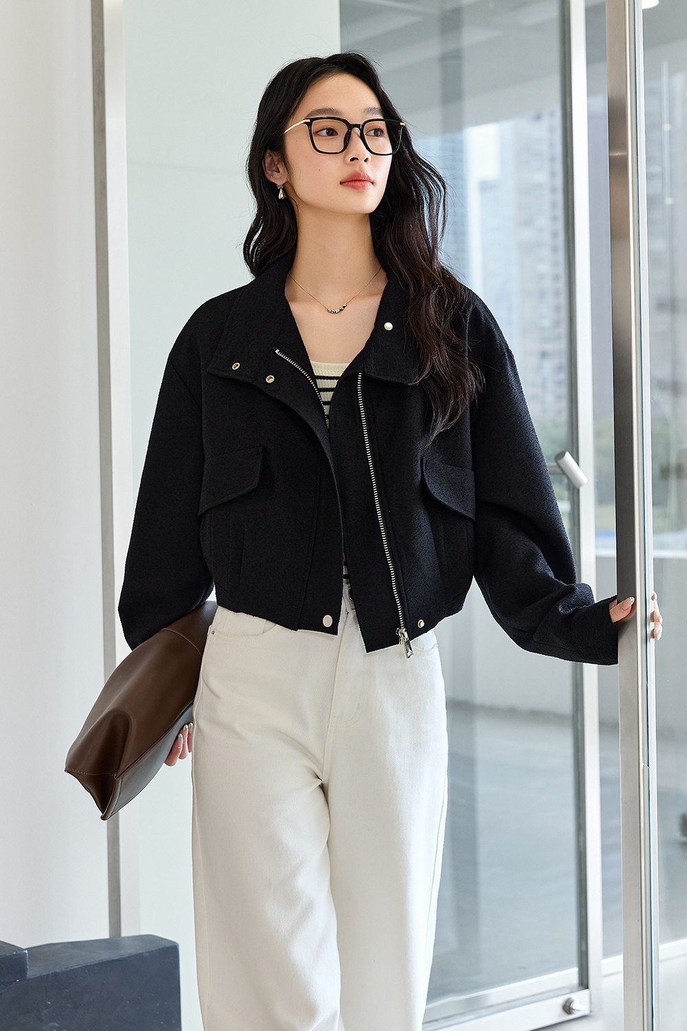 Workwear Style Short Lapel Jacket