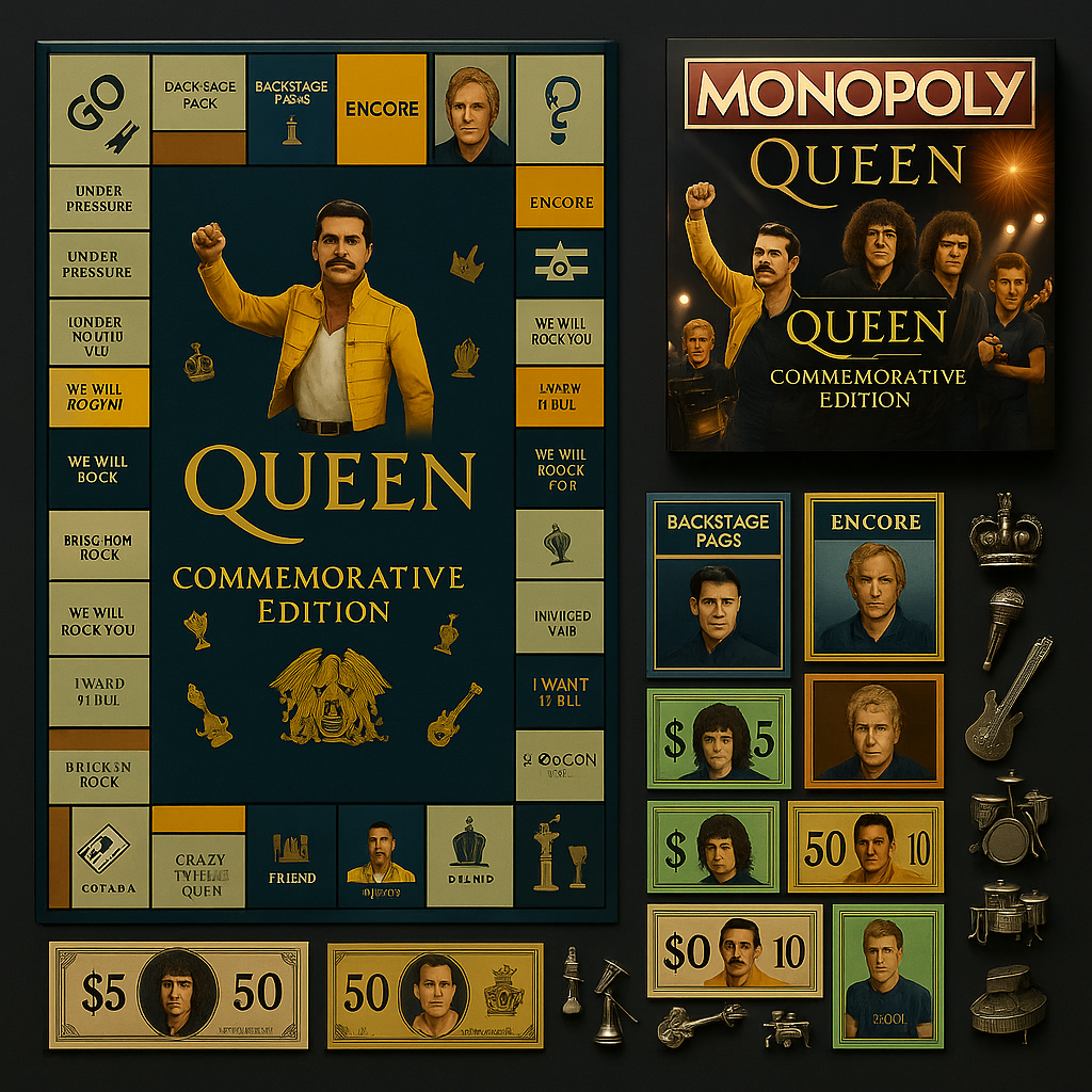 Queen Commemorative Edition Monopoly โ€“ Rock Legends on the Board
