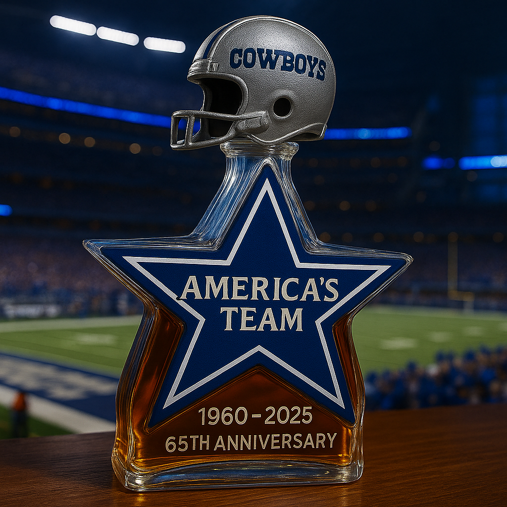 Dallas Cowboys 65th Anniversary Whiskey Decanter โ€“ Americaโ€s Team Tribute
