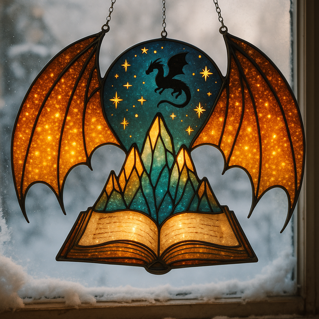Stained Glass “Dragon’s Tale” Ornament – The Wings of Magic Edition