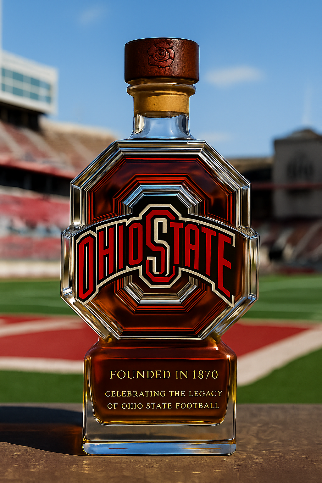 Commemorative Ohio State Football Legacy Whiskey Bottle