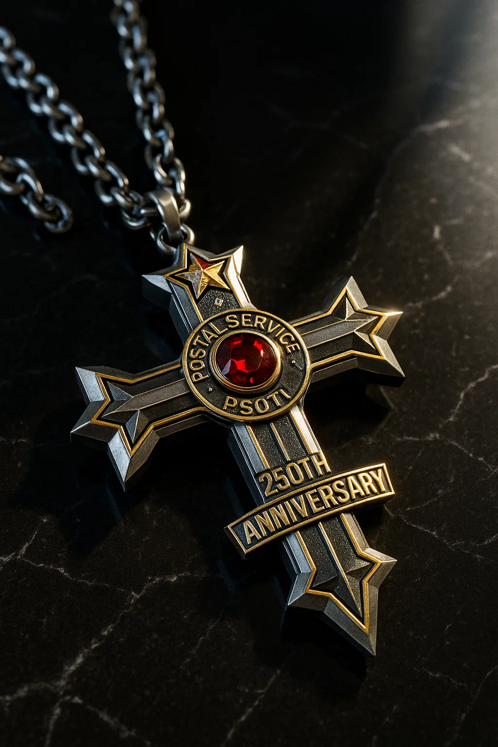 Postal 250th Anniversary Cross Necklace