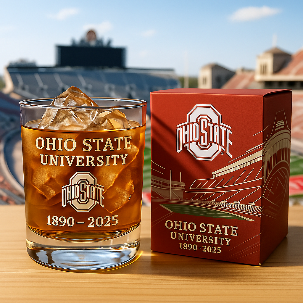 Ohio State University 135th Anniversary Whiskey Glass Set