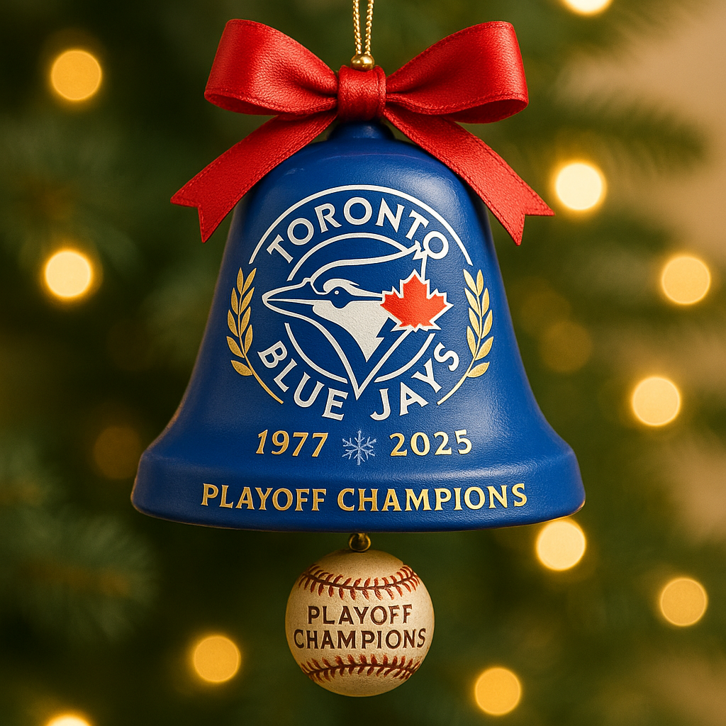 Toronto Blue Jays 2025 Playoff Champions Christmas Bell Ornament