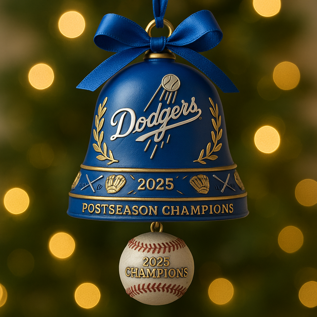 Los Angeles Dodgers 2025 Postseason Champions Bell Ornament