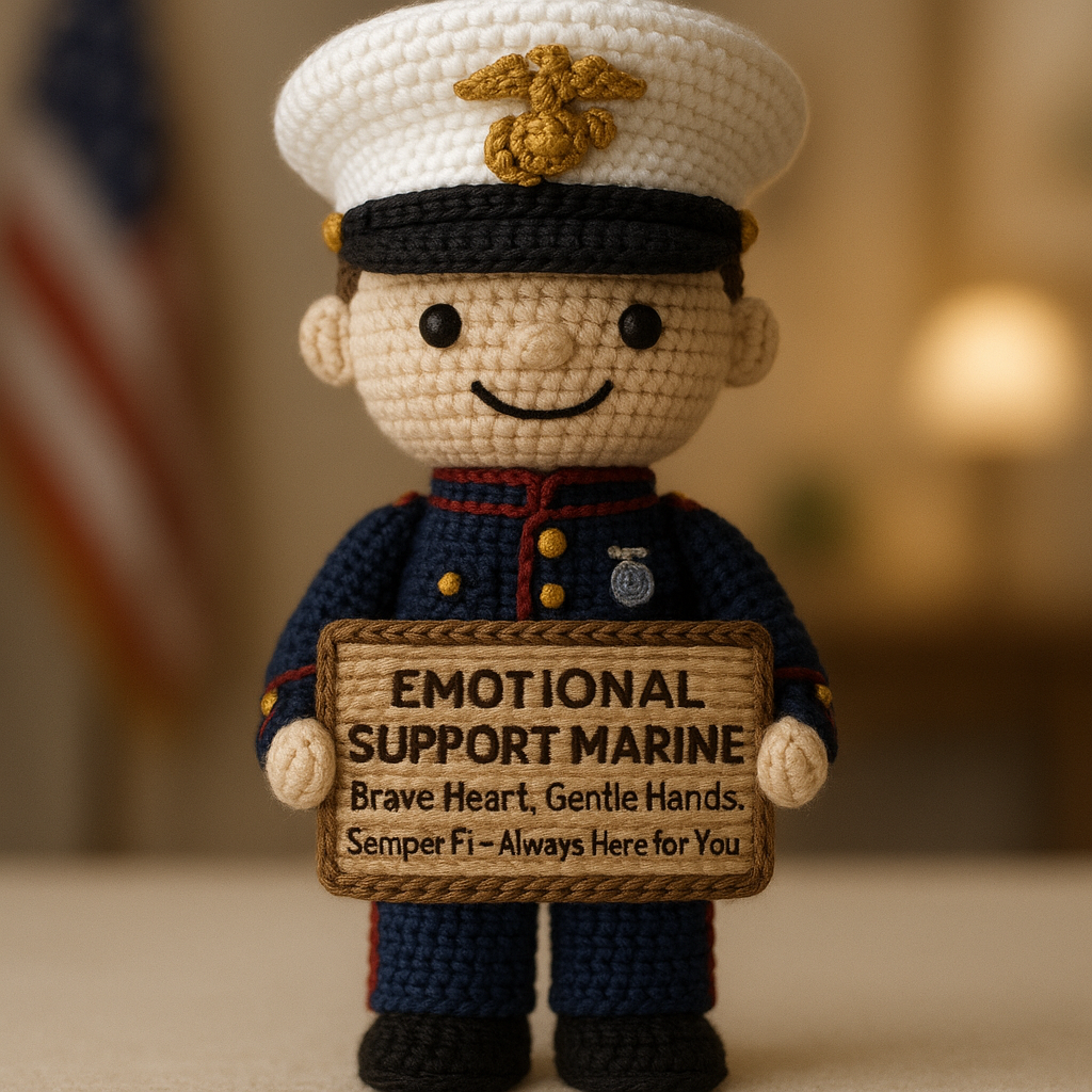 Emotional Support Marine Crochet Doll