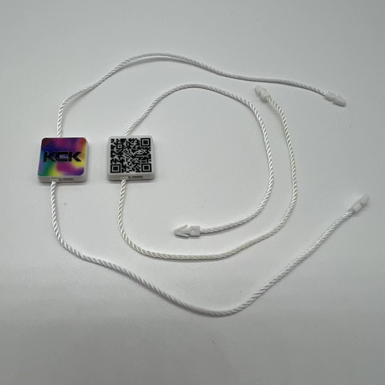 Wholesale Garment String Lock Seal Tags | Branded Secure Hang Tag Locks for Apparel Accessories