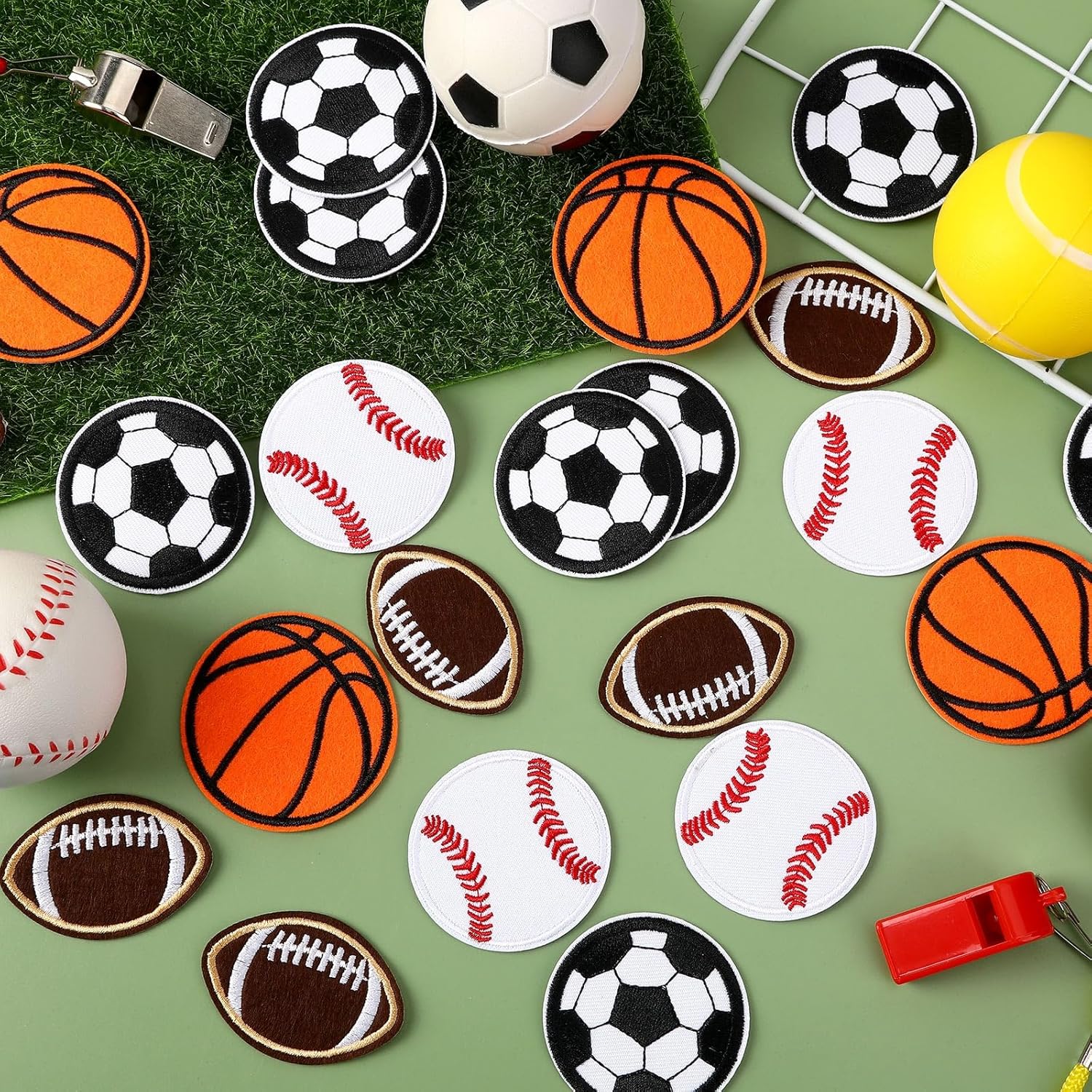 Ball Sports Iron On Patches Basketball Football Baseball Soccer Embroidered Sew
