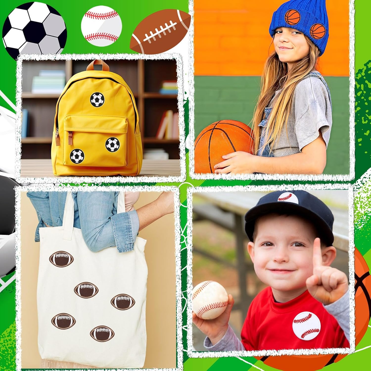 Ball Sports Iron On Patches Basketball Football Baseball Soccer Embroidered Sew