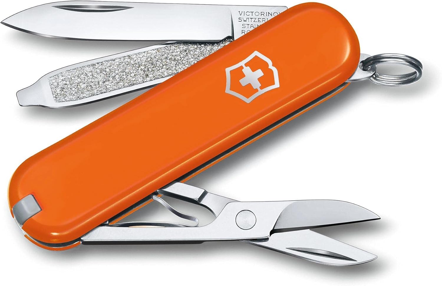 Victorinox Classic SD Swiss Army Knife, Compact 7 Function Swiss Made Pocket Knife with Small Blade, Screwdriver and Key Ring - Gold Ingot