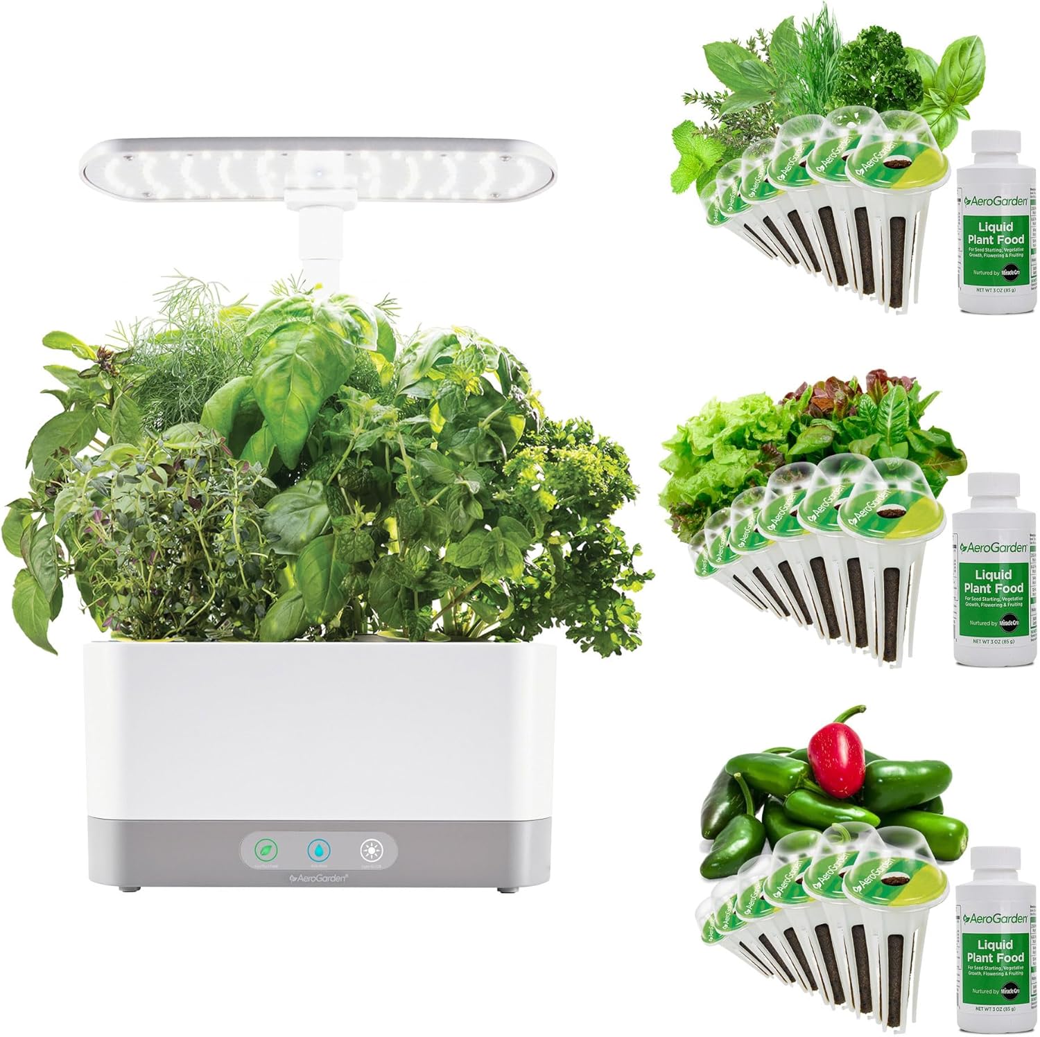 AeroGarden Harvest with Gourmet Herb Seed Pod Kit - Hydroponic Indoor Garden, Black