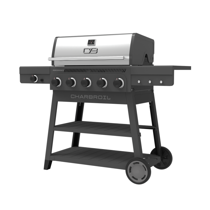 FlavorMax™ 5 Burner Gas Grill Cart with Side Burner Gray