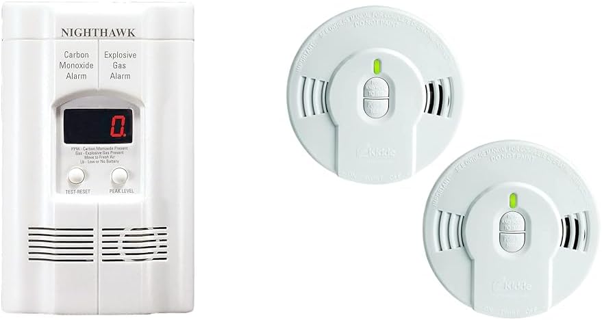 Kidde Carbon Monoxide Detector & Smoke Detector, 10-Year Battery, LED Indicators, Replacement Alert, Test-Reset Button, 2 Pack