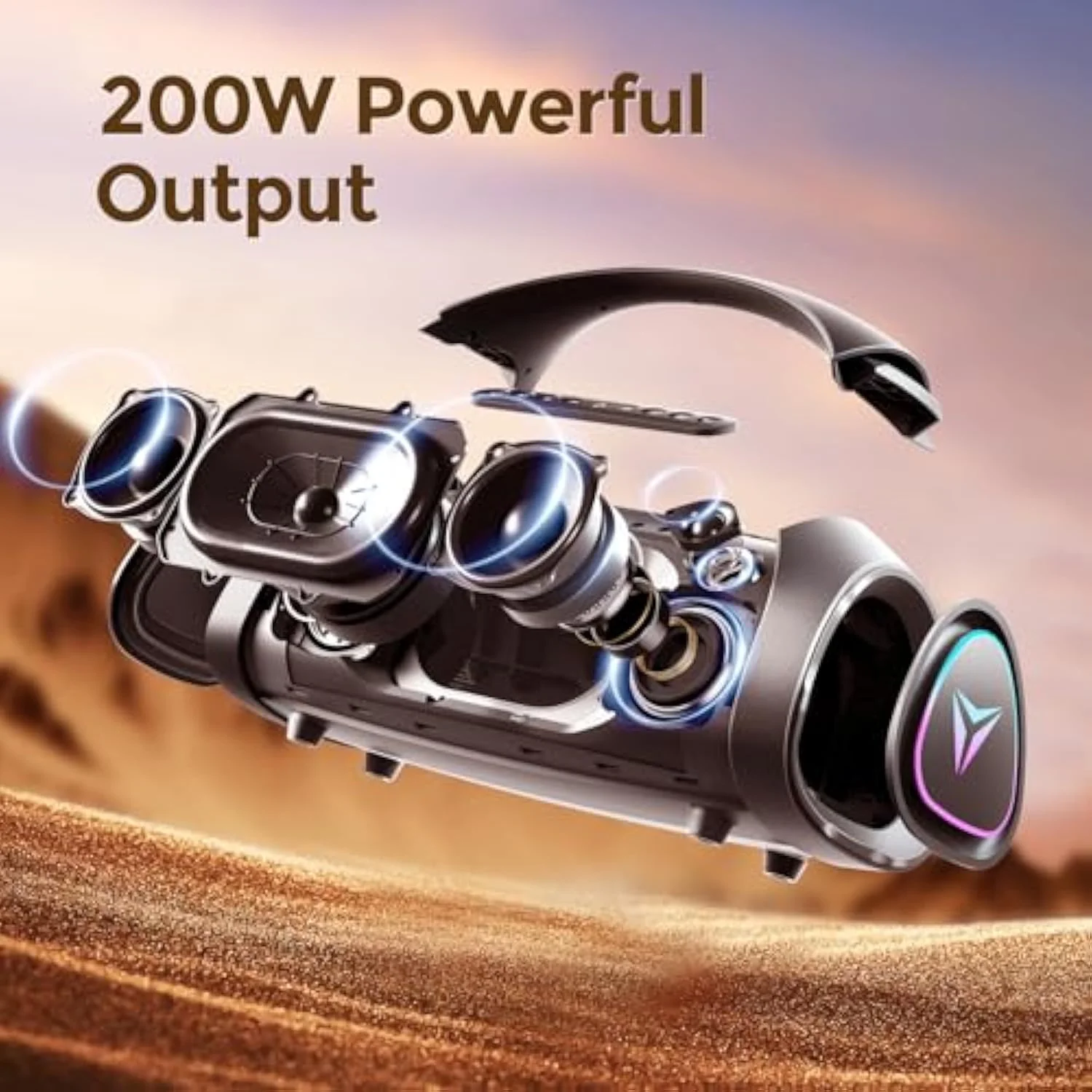 Sonic Boom MAX (300W Peak) 200W Large Bluetooth Speaker Loud, Massive Bass, IPX66 Waterproof Party Portable Speaker with Subwoofer/EQ/Fast Charge, Outdoor Wireless Speakers