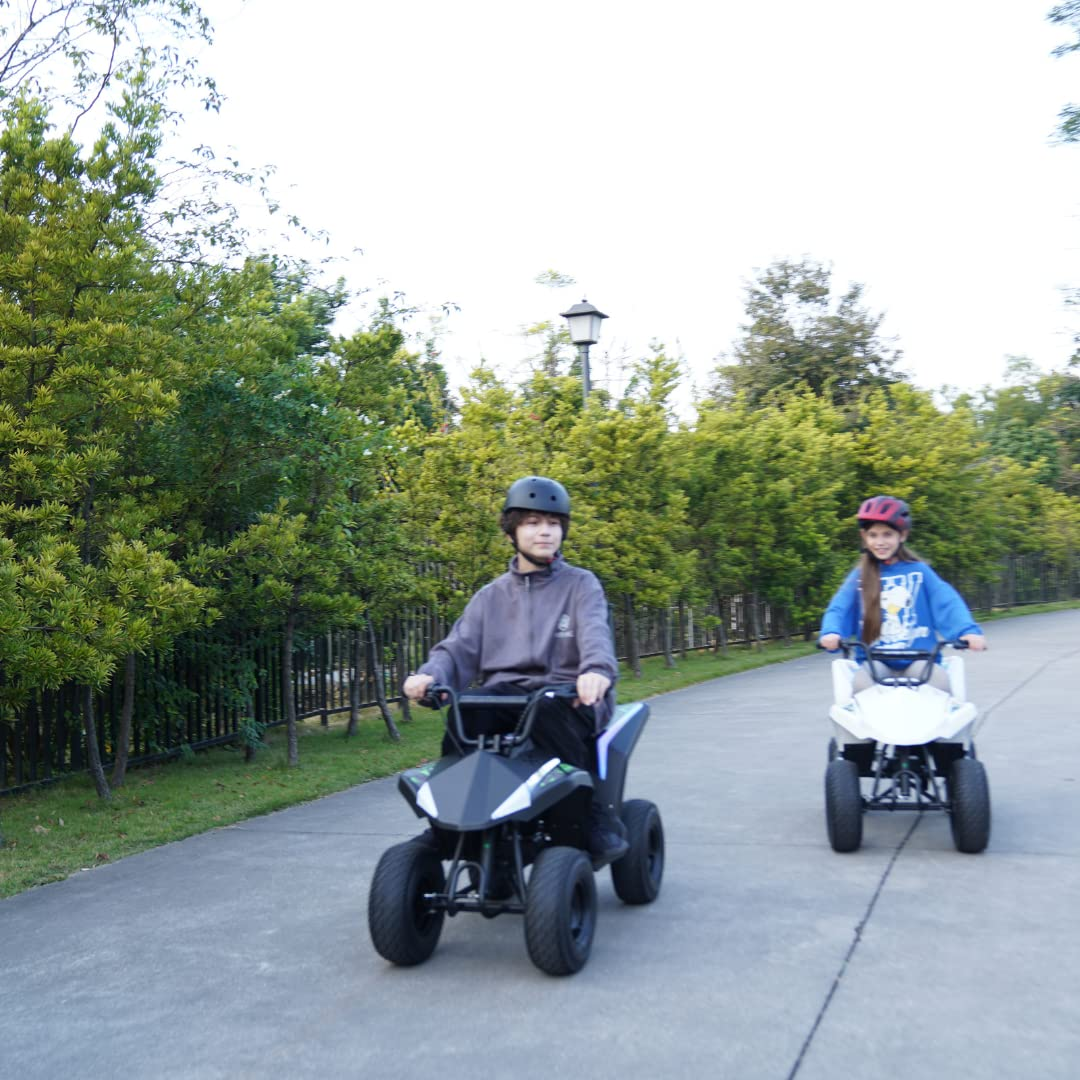 Hyper Quad Electric ATV Dirt Bike for Ages 12+ | Top Speed 16 Km/h or 10 Miles/h | 36V 350W Motor Electric 4-Wheeler | Speaker, LED Lights, App | 3-Speed Modes + Reverse Mode | Ride on ATV (White)