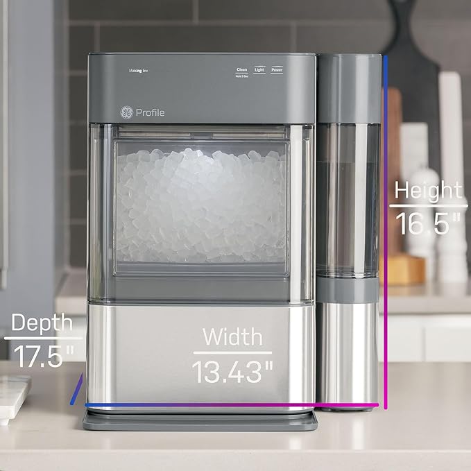 Opal 2.0 with 0.75 Gallon Tank, Chewable Crunchable Countertop Nugget Ice Maker, Scoop included, 38 lbs in 24 hours, Pellet Ice Machine with WiFi & Smart Connected, Stainless Steel