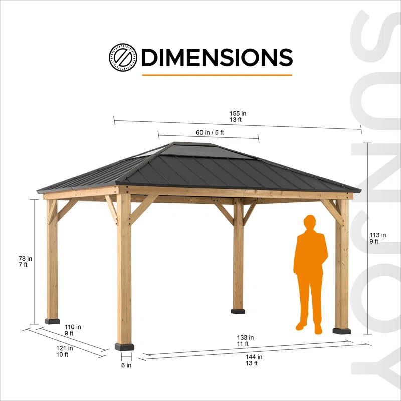 Sunjoy Solid Wood Patio Gazebo