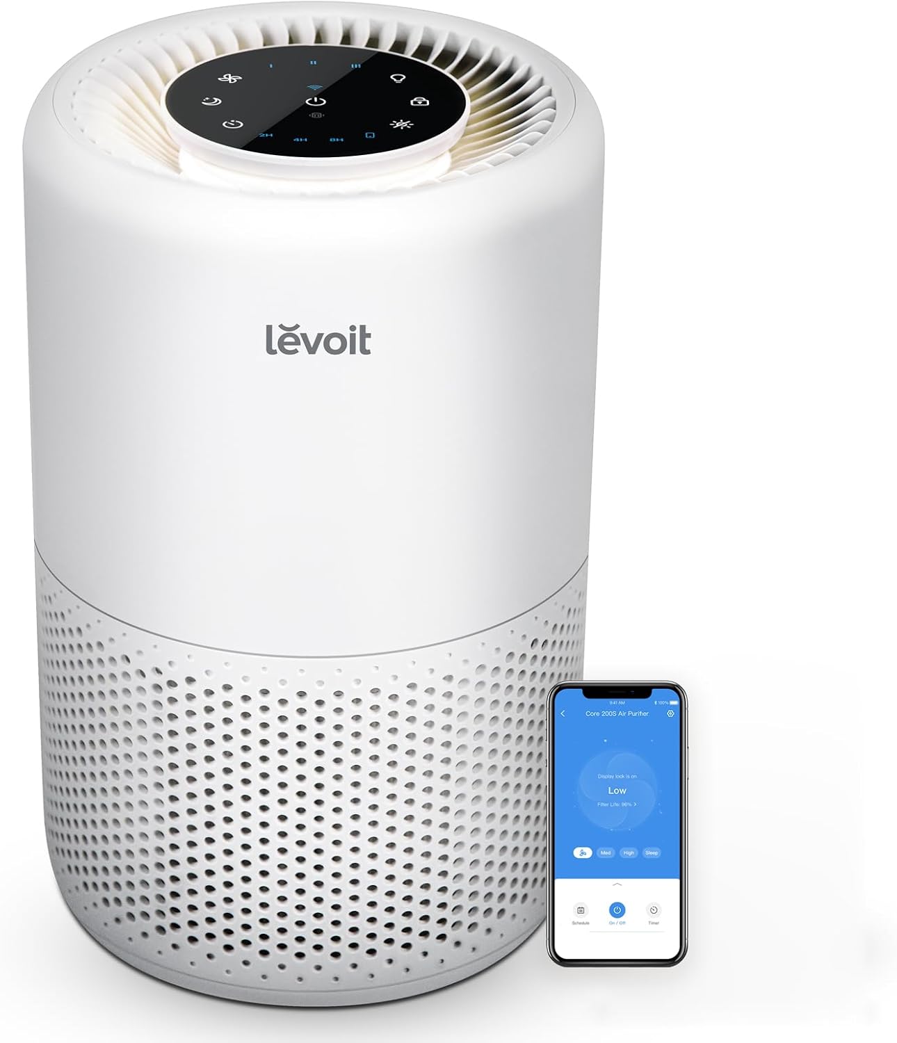 LEVOIT Air Purifier for Home Bedroom, Smart WiFi Alexa Control, Covers up to 916 Sq.Foot, 3 in 1 Filter for Allergies, Pollutants, Smoke, Dust, 24dB Quiet for Bedroom, Core 200S-P, White