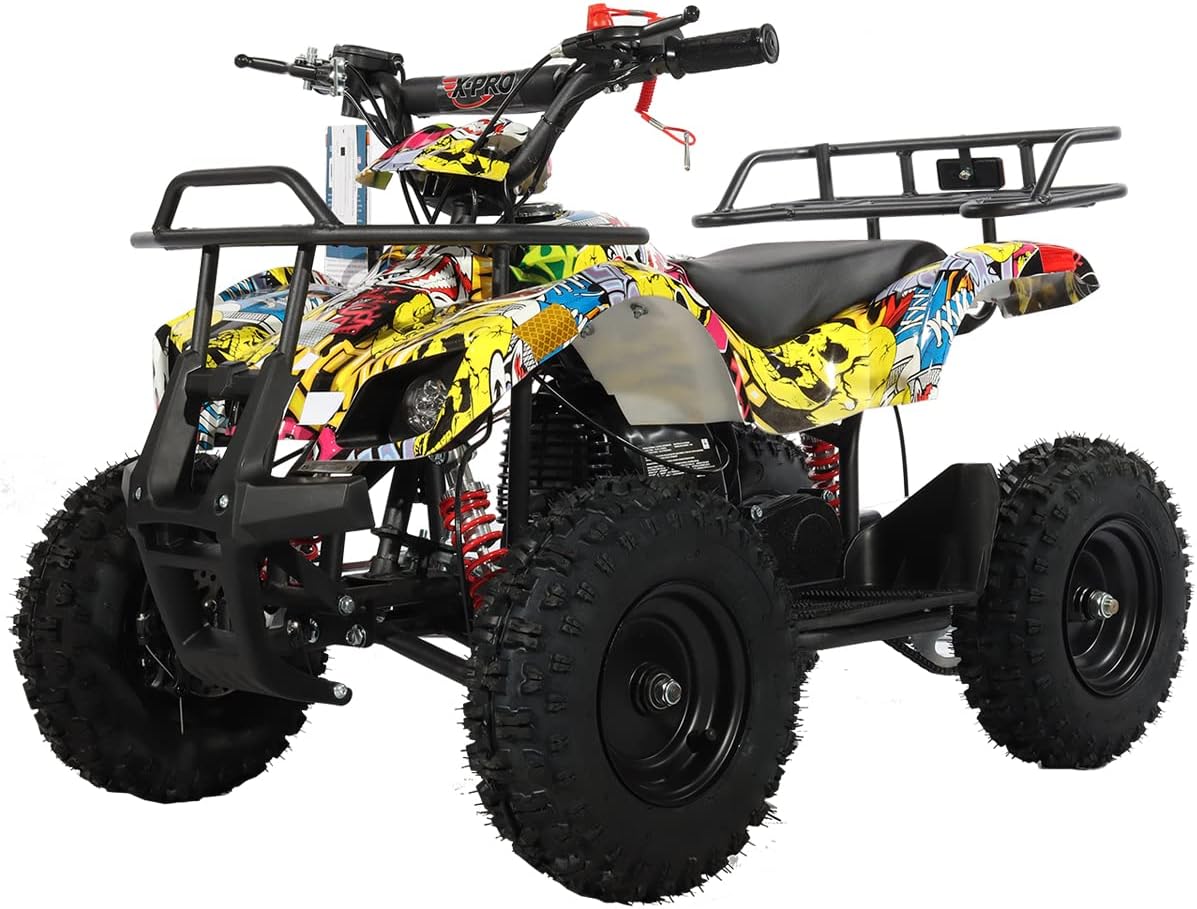 X-PRO Gas ATV 4 Wheelers 40cc ATV Quads Quad with Front and Rear Disc Brake for Kids (Pink Camo)