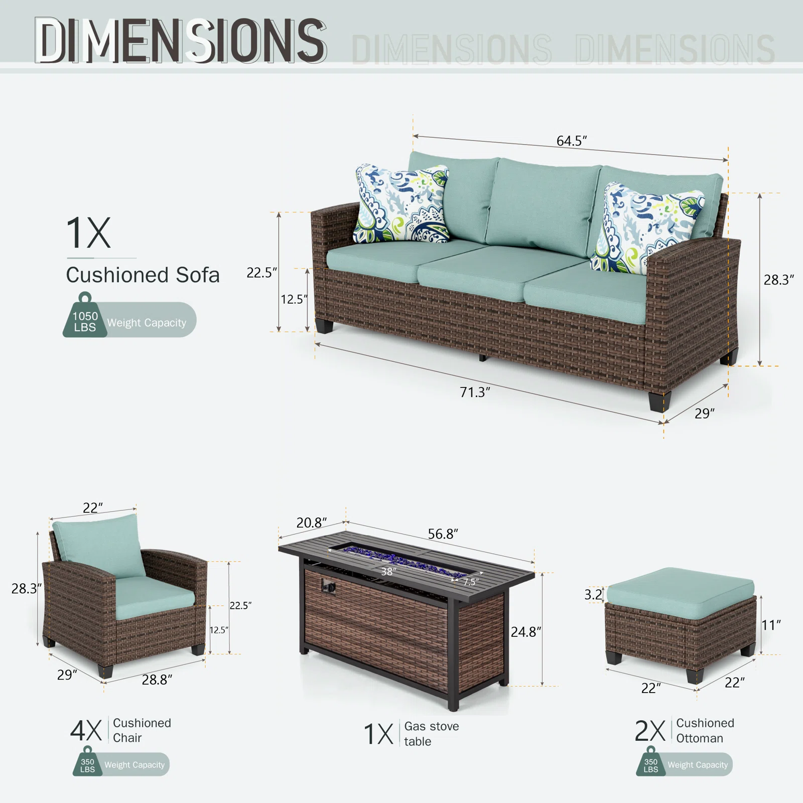 Wicker 9 - Person Garden Lounge Set with Cushions