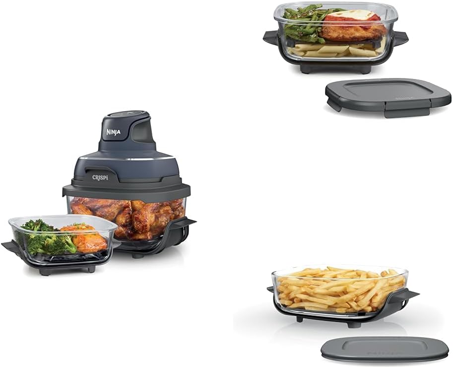 Ninja Air Fryer, 2.5 QT Crispi System + 4 Containers with Storage Lids, Air Fryer, Microwave, Freezer & Dishwasher Safe, Non Toxic Portable Cooking System, Compatible with Ninja FN100 Crispi Series