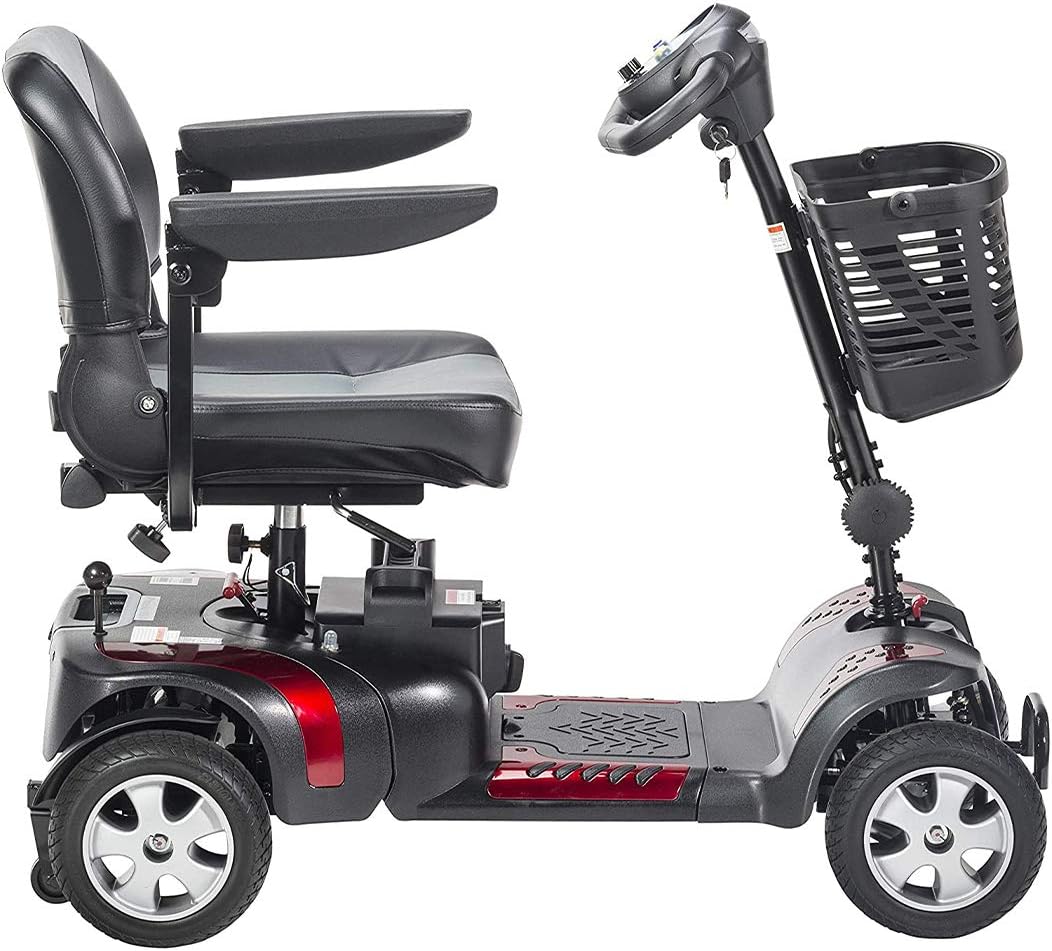 Drive Medical Phoenix LT 4 Wheel Mobility Scooter 350lb Weight Cap New Model, Red/Blue/Grey