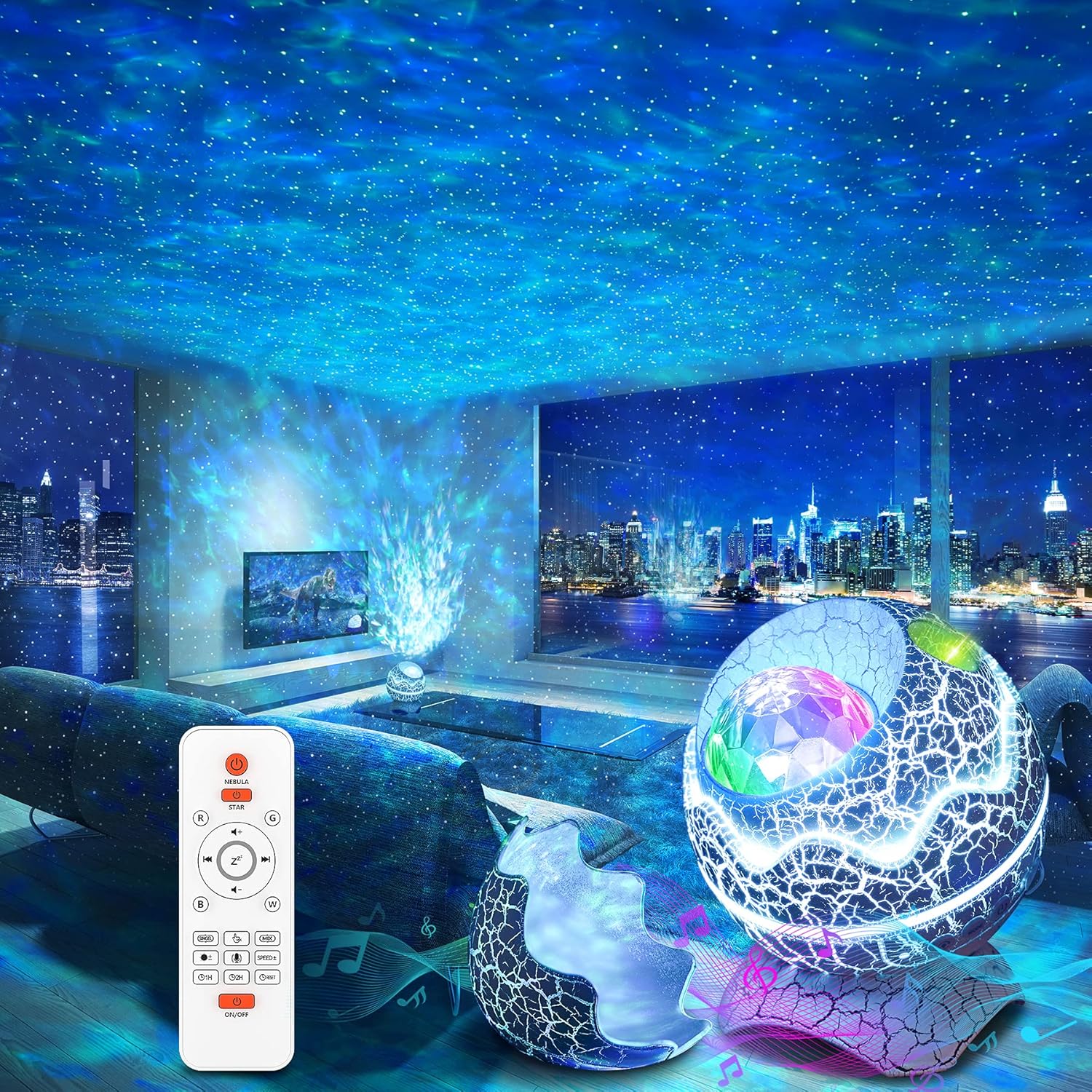Rossetta Galaxy Projector, Star Projector LED Lights for Bedroom, Outdoor Lighting Projector, Starry Night Light with White Noise and Bluetooth Speaker, Gifts for Kids Adults Christmas, Birthdays