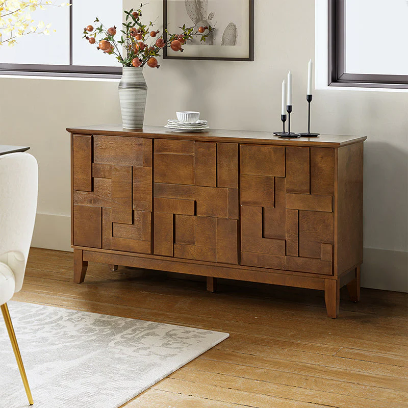 Veitin Modern 3-Door Sideboard with Adjustable Shelf
