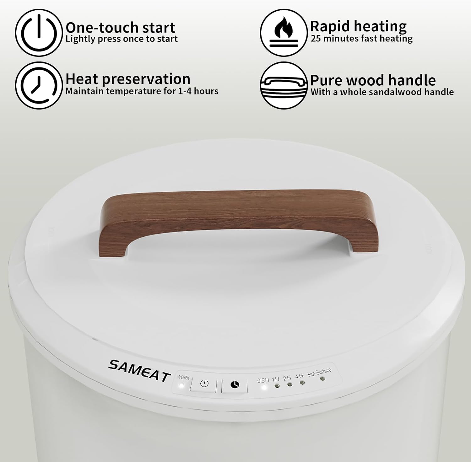 SAMEAT Heated Towel Warmers for Bathroom - Large Towel Warmer Bucket, Wood Handle, Auto Shut Off, Fits Up to Two 40