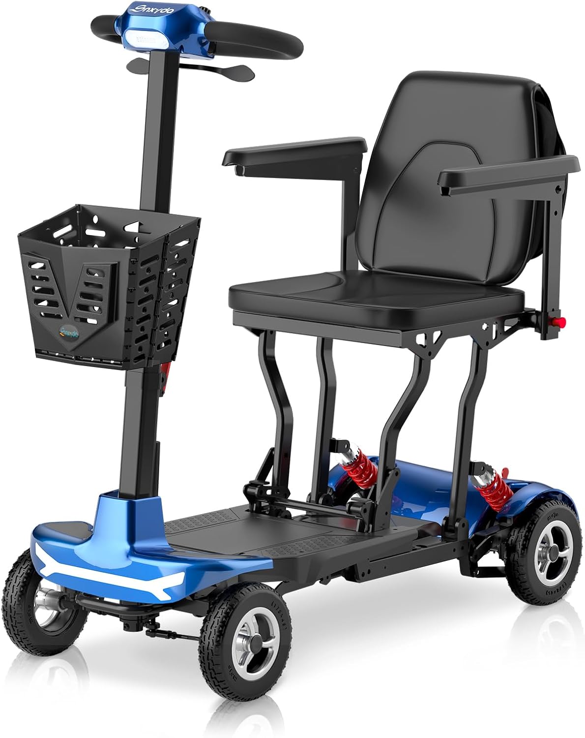 Mobility Scooter for Adults, Seniors - 37.5 lbs Ultra Lightweight Folding Mobility Scooters for Seniors Airport Approved, All Terrain 4 Wheel Motorized Scooter for Travel, 275 lbs Capacity, Blue