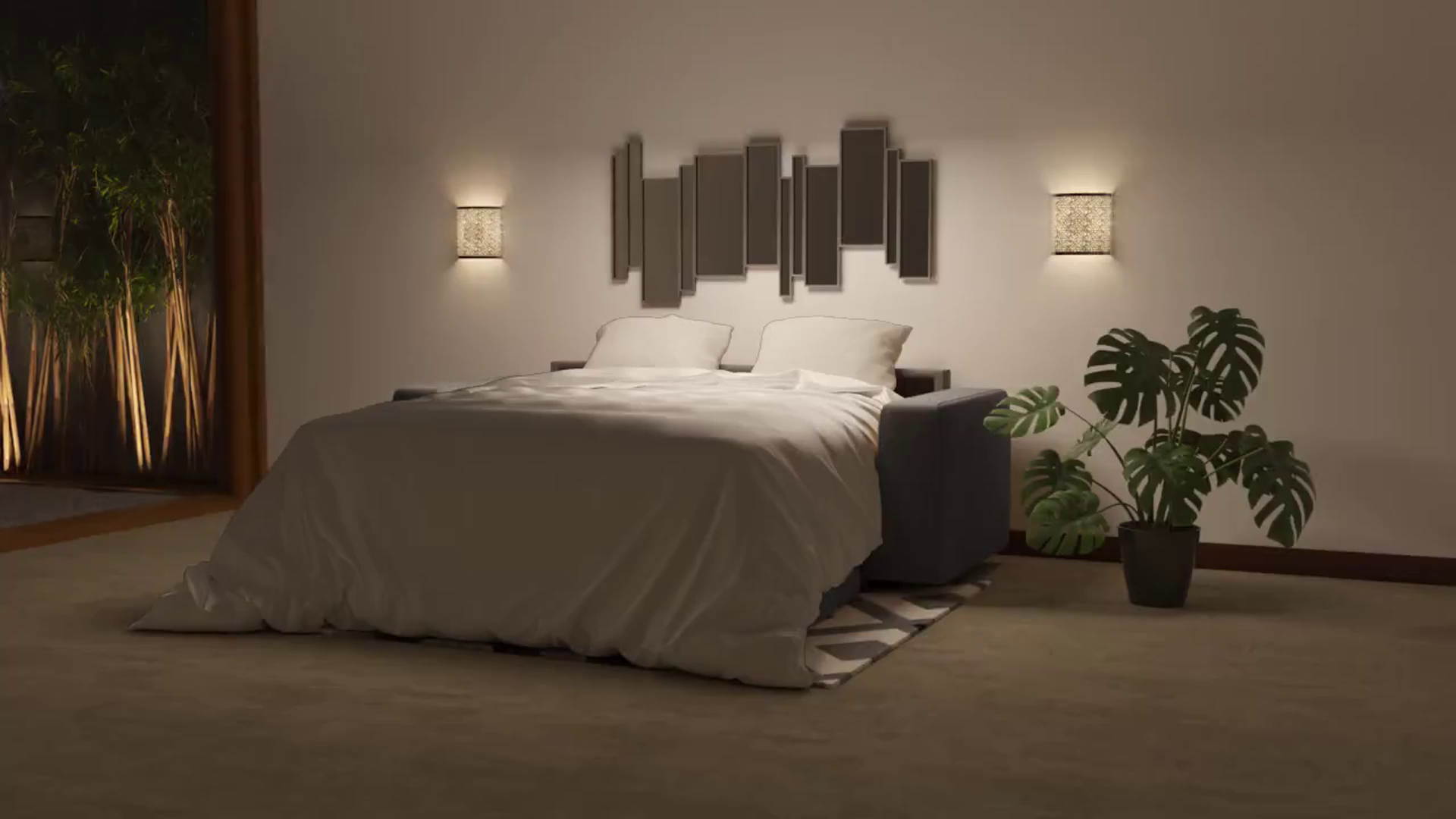 Canape droit convertible MODENA 3 pl Tissu taupe