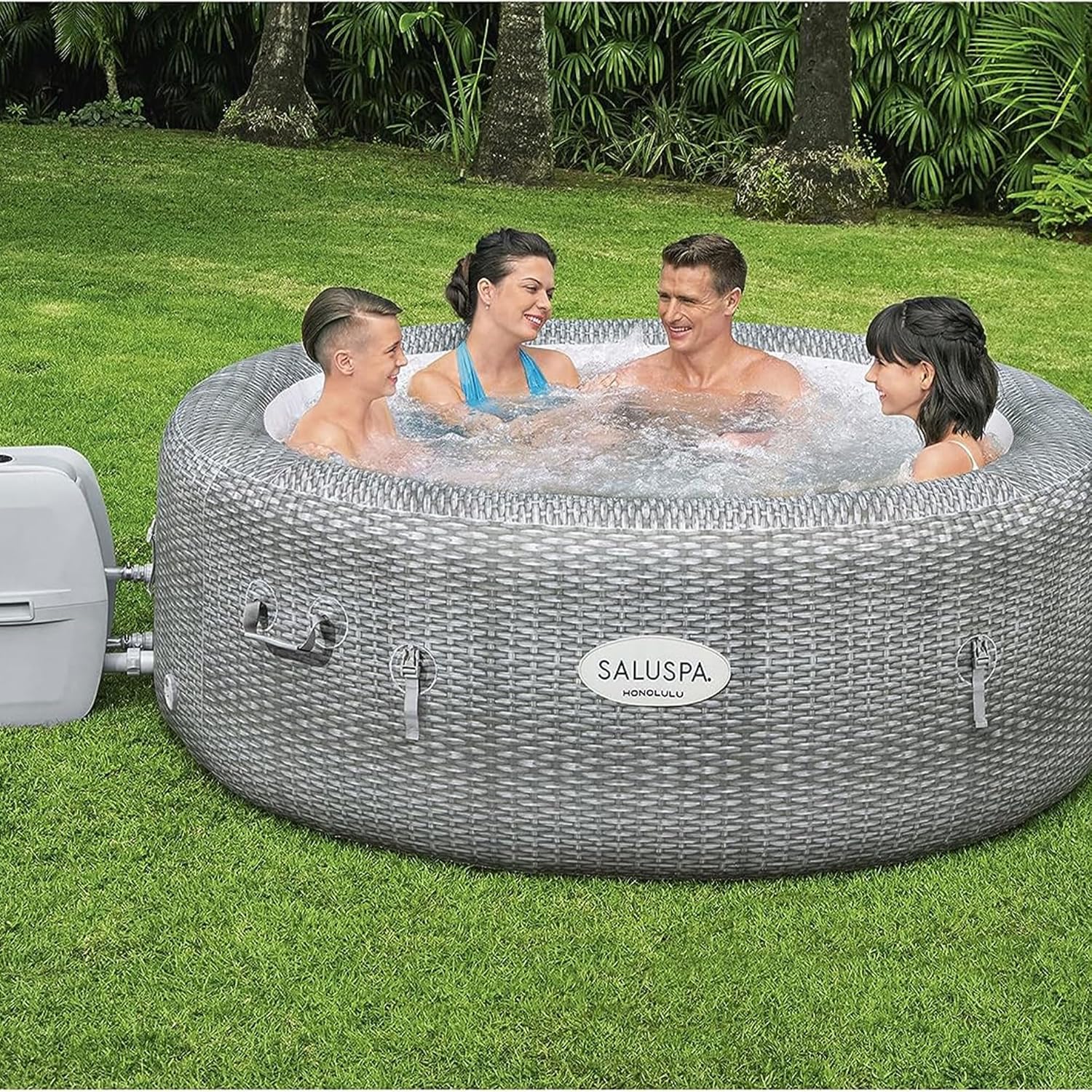 Bestway 4-6 Person SaluSpa Honolulu AirJet Inflatable Hot Tub Spa, 77