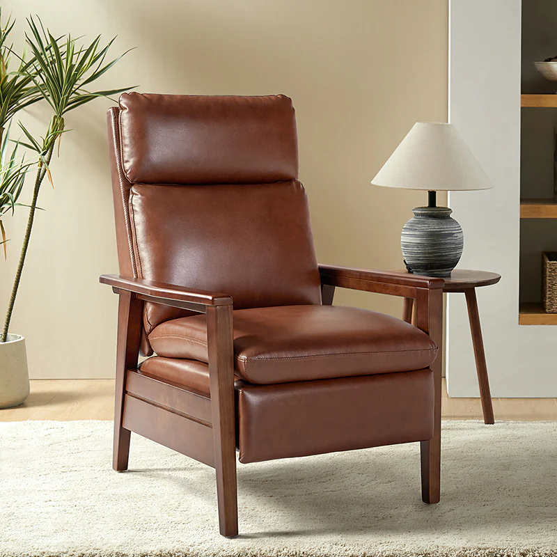 Rainer Timeless Elegance Faux Leather Solid Wood Recliner