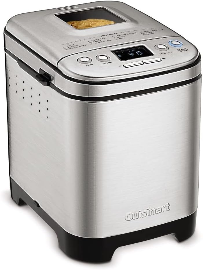 Cuisinart Convection Bread Maker Machine-16 Menu Options, 3 Loaf Sizes up to 2lbs, 3 Crust Colors-Includes Measuring Cup + Spoon & Kneading Hook, CBK-210, 12.25