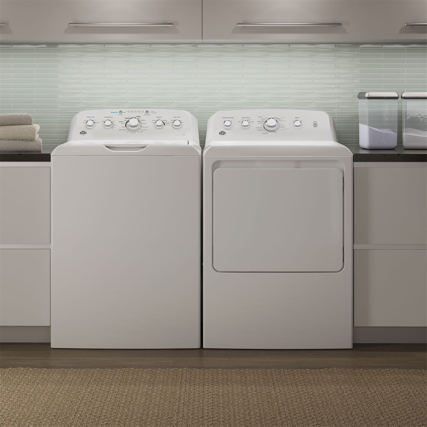 GE Appliances Washer & Dryer Set with 4.5 Cubic Feet Top Load Washer and 7.2 Cubic Feet Electric Dryer