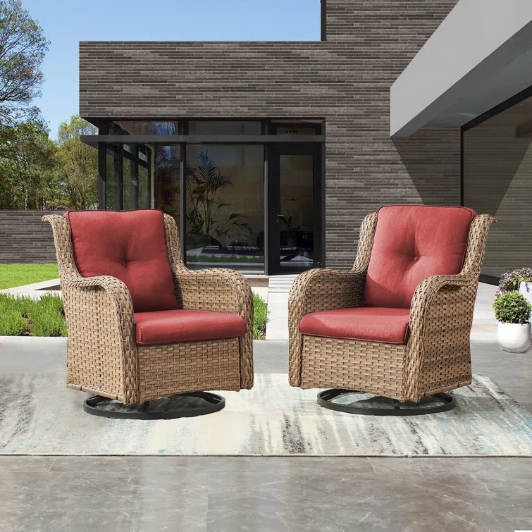 Wicker Rattan Swivel Patio Wicker Chairs (Set of 2)
