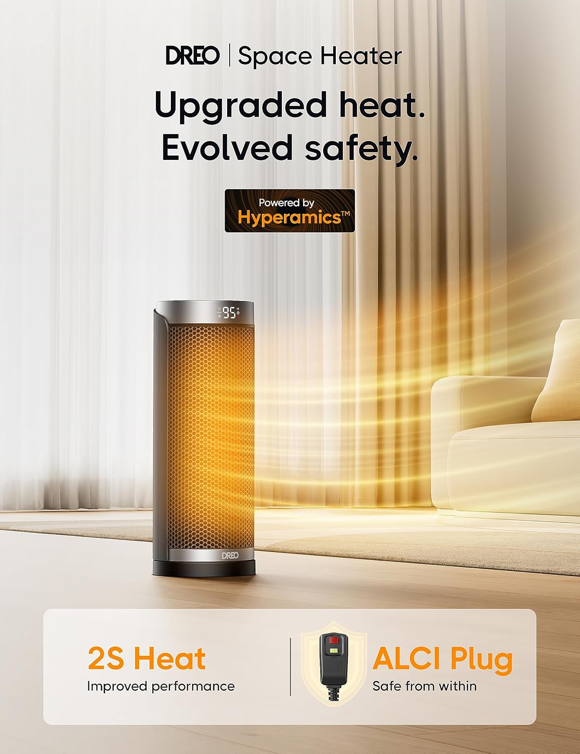 Dreo Space Heater for Bathroom and Indoor, 70°Oscillating, 5 Modes, Remote for Home Bedroom, 12H Timer, with ALCI Safety Plug