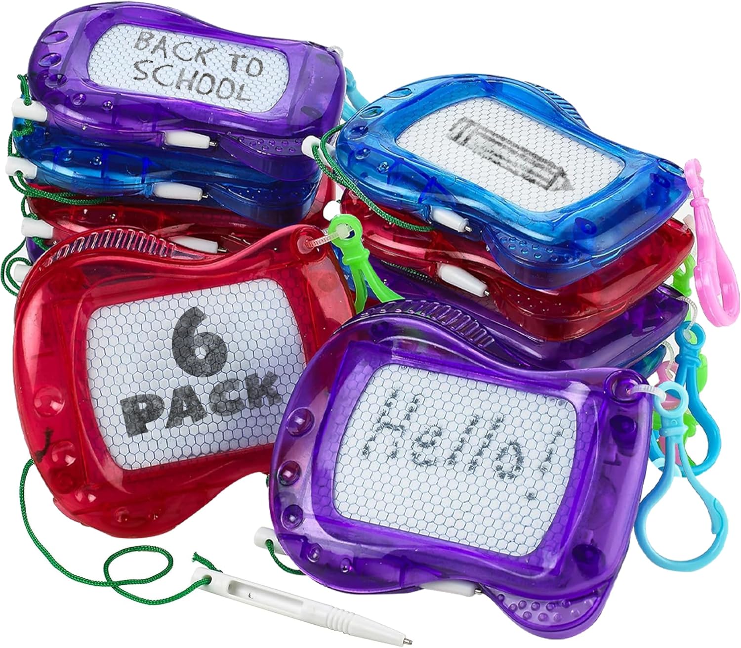 Mini Magnetic Drawing Board for Kids - (Bulk 300 Pcs) Backpack Keychain Clip Drawing Boards, Erasable Doodle Sketch Writing Pad Boys & Girls, Birthday Kids Party Favors & Goodie Bags Stuffers for Kids