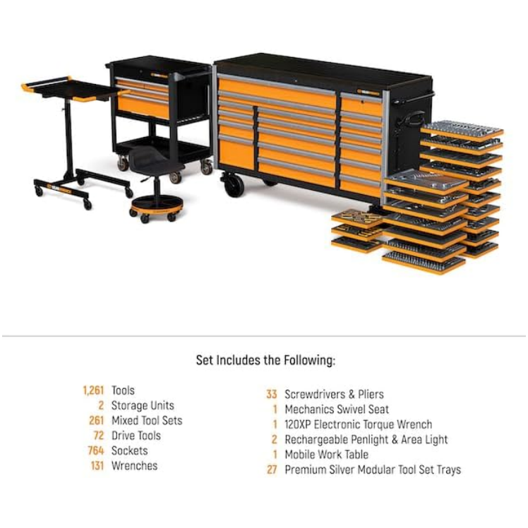 GEARWRENCH 1268 Piece Master Mechanics Tool Set in Premium Modular Foam Trays with GSX Mobile Tool Storage