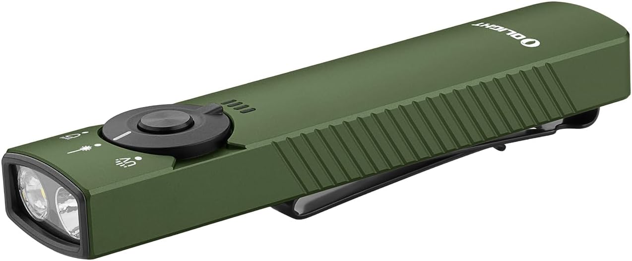 OLIGHT Arkfeld Pro Rechargeable EDC Flashlight with Green Beam, UV Light and White LED Combo, 1300 Lumens Portable Flat Flashlights, Triple Light Sources Pocket Lights for Emergency (Copper Bones CW)