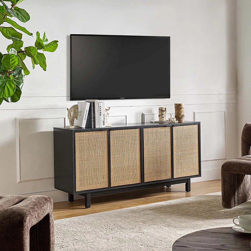 Otmar 63¡° Wide Natural Rattan Mesh Multi-Purpose Sideboard