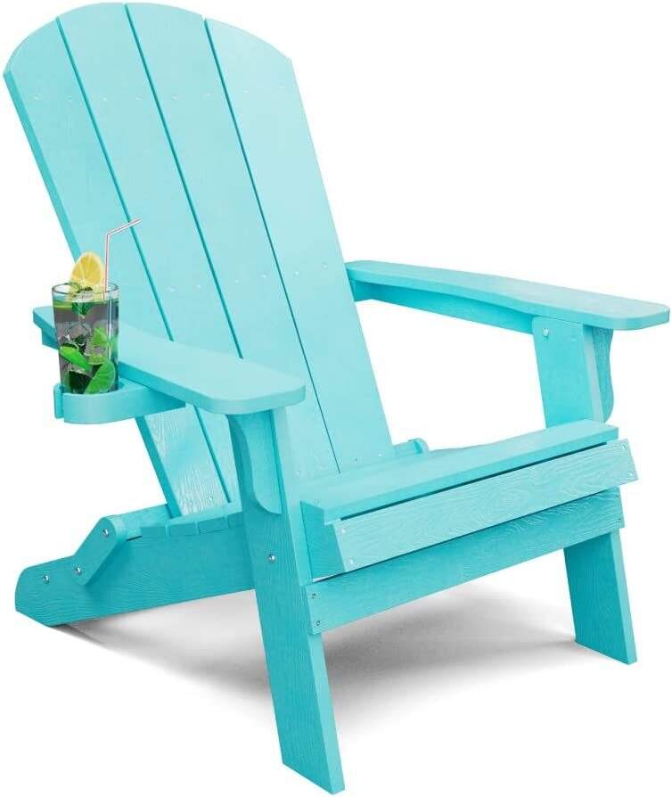 Weather Resistant Blue Recycled Plastic Outdoor Patio Chair (Set of 4)